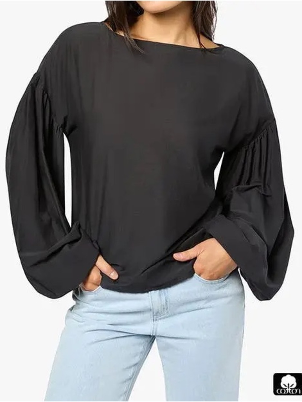 WeWoreWhat Billow Sleeves Boatneck Top